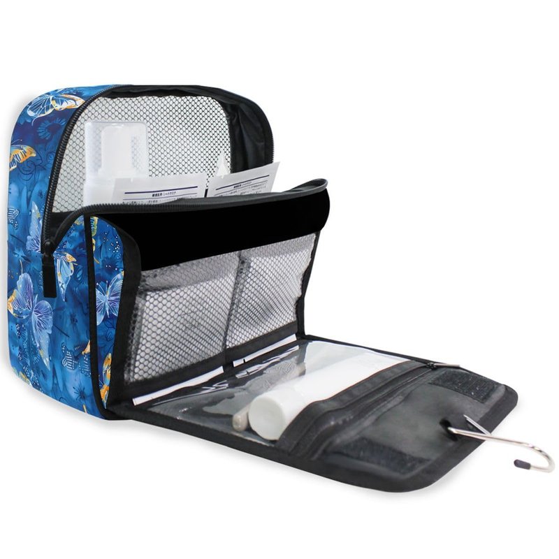 Hanging Travel Toiletry Bag Butterflies Dye Navy Kit Makeup Case Cosmetics Organizer for Men Women