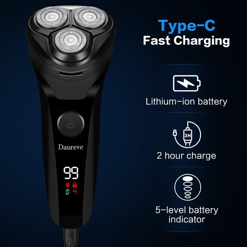 Daureve Electric Razors,2025 New Upgrade Shaver, Model Rechargeable Shaver, USB Razor for Men, Washable Razor(Black)
