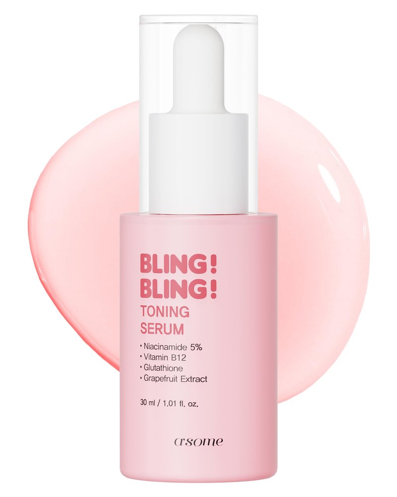 A'SOME Bling Bling Toning Serum Korean Advanced Facial Serum with 5% Niacinamide for Radiant Complexion, Vegan Gel Formula with Hyaluronic Acid & 10 Vitamins, Dermatologist Tested, 1.01 fl.oz.