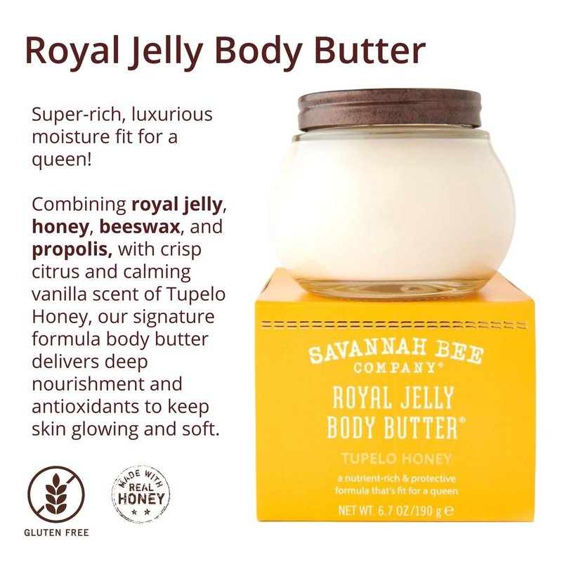 Savannah Bee Company Royal Jelly Body Butter - Deep Hydrating Body Butter for Dry Skin