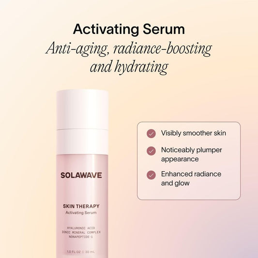 SolaWave Skin Therapy Activating Serum with 1 Refill | Enhance Red Light Therapy Wand Results | Hydrating Skincare for Microcurrent Galvanic Current (2-Pack)