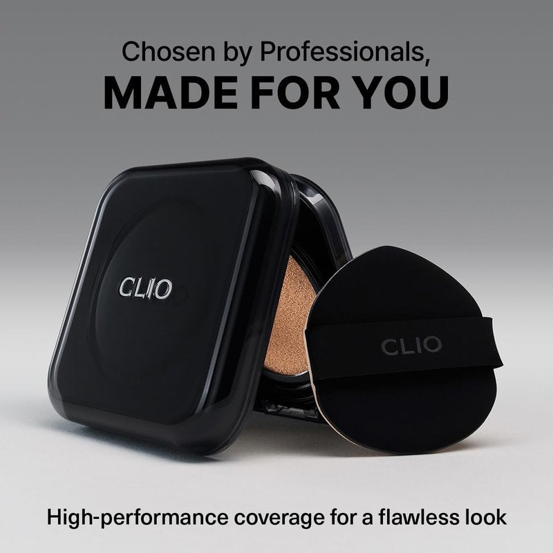 CLIO Kill Cover Founwear Cushion Foundation, Flawless Full Coverage with Matte Finish, Covering Pigmentation and Blemish, Long-Lasting, Creamy Lightweight Texture, Korean Cushion (21N LINEN)