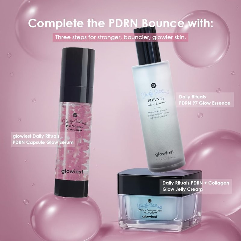 glowiest PDRN Capsule Glow Serum – Encapsulated PDRN + Collagen + Snail Mucin, Hydrating Serum for Youthful Glow, 300Da Collagen, 50ml