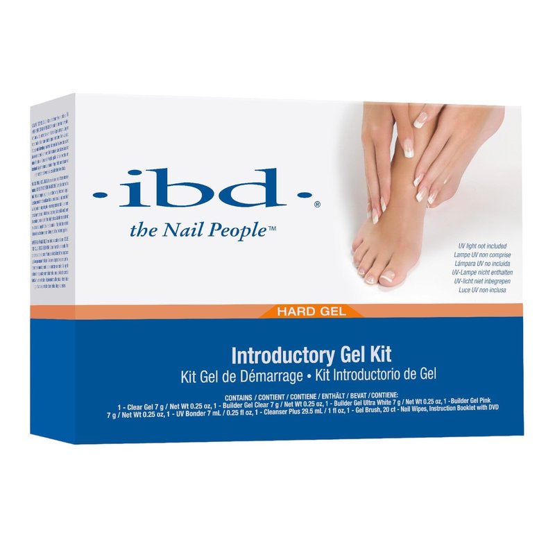 Ibd Introductory UV Gel Nail Kit - All-in-One Hard Gel Set with Clear & Pink Nail Builder Gels, Brush, Bonder & Tools, UV Light Not Included, Salon At Home Manicure Kit
