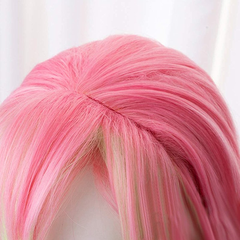 XiongXiongLe Halloween Anime Role Pink Red Green Cosplay Wig Anime Game Cos Role Playing Hair Replacement Wigs with 3 Ponytails for Adult Cos Halloween Christmas Party