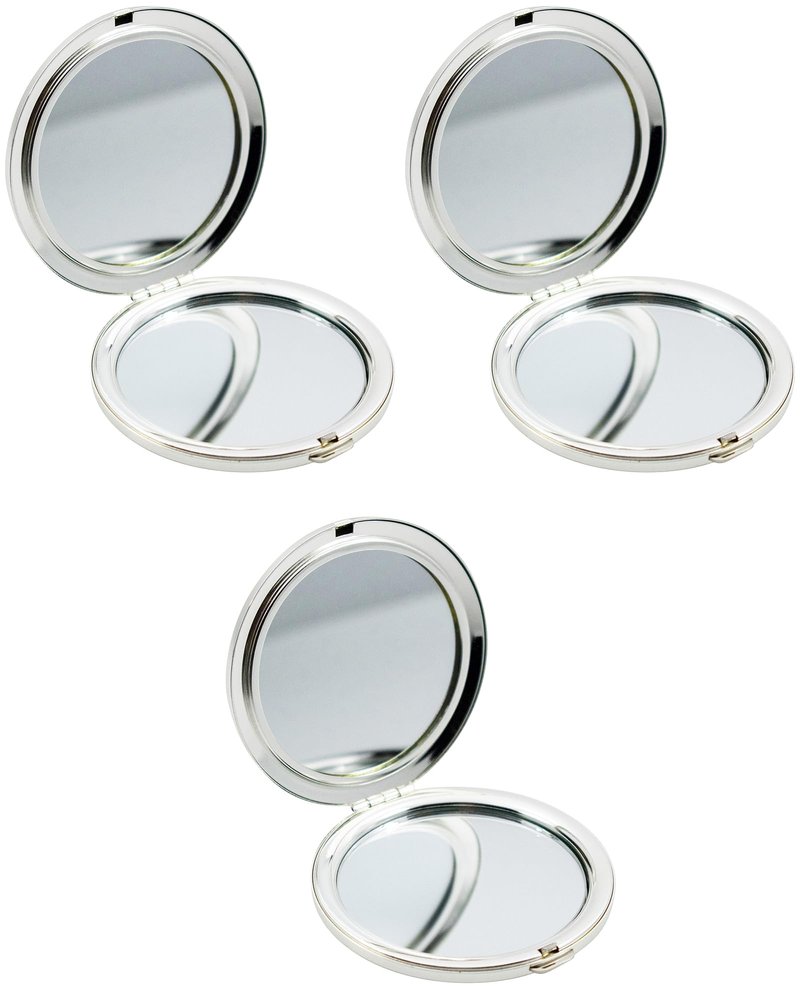 Stephanie Imports Set of 3 Double Sided Magnifying Round Compact Mirrors with Printed Insert (Gatsby Sun Hat)