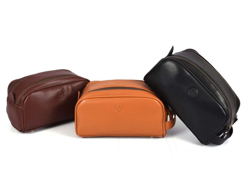 Leather Toiletry Travel Pouch Faux Leather Waterproof Dopp Kit By Aaron Leather Goods