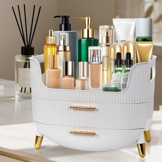 Makeup Organizer with Drawers,Skincare Plastic Storage for Vanity,Large Cosmetic Display case for Dresser with Handle,Large Capacity Bathroom Countertop,Dressing table, Bathroom, Bedroom, Living room