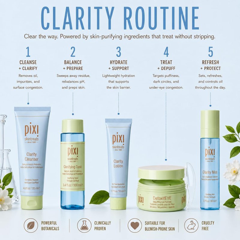 Pixi Beauty Clarity Tonic, AHA & BHA Toner | Minimize Pores, Promote A Clearer, Healthier Complexion, 250 ml