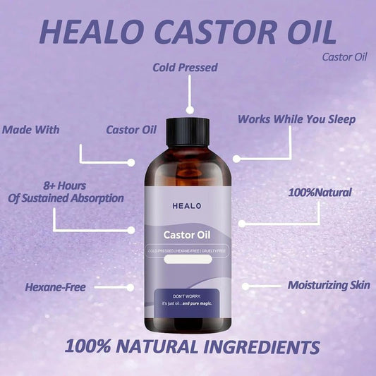 Healo, Castor Oil Pack Wrap, Castor Oil Pack Wrap Kit - 3.38 Oz with Reusable Wraps - For Stomach, Neck and Entire Body with Adjustable Elastic Straps (Pink Velcro type, 100ML)