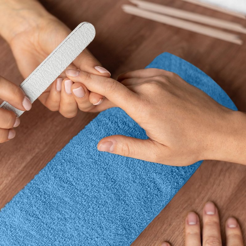Reed&Pick Hand Towels (Pack of 24) Light Blue Economy Towels Salon Towels - 100% Cotton Spa Towel – 16 x 26 Inches Highly Absorbable, Facial Gym Hair Towel Face Towel Bulk
