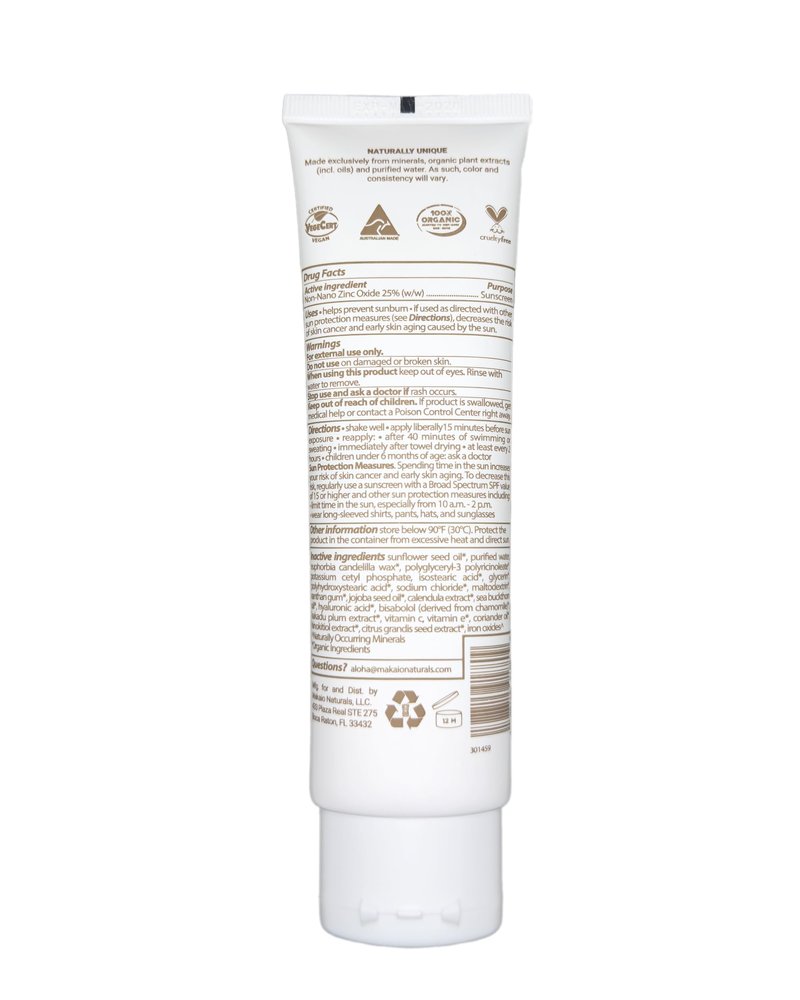 Makaio Naturals 100% Organic Mineral Sunscreen SPF 50 for Kids & Family – Face & Body, Unscented, High-Performance, Sensitive Skin, Reef Safe, Vegan, Hypoallergenic, Dermatologist Tested, 3.88 fl oz