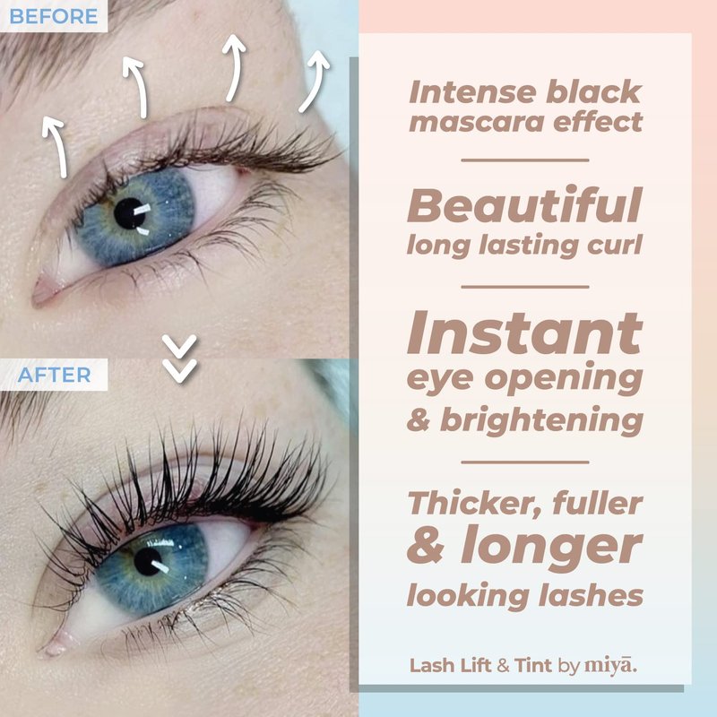 Keratin Lash Lift Kit | Eyelash Perm Kit | Semi-Permanent LVL Curling & Lifting Eyelashes | Lasts Up to 6 Weeks | Includes All Tools | Home & Salon Use | Vegan Eyelash Lift Kit | Miya Lash