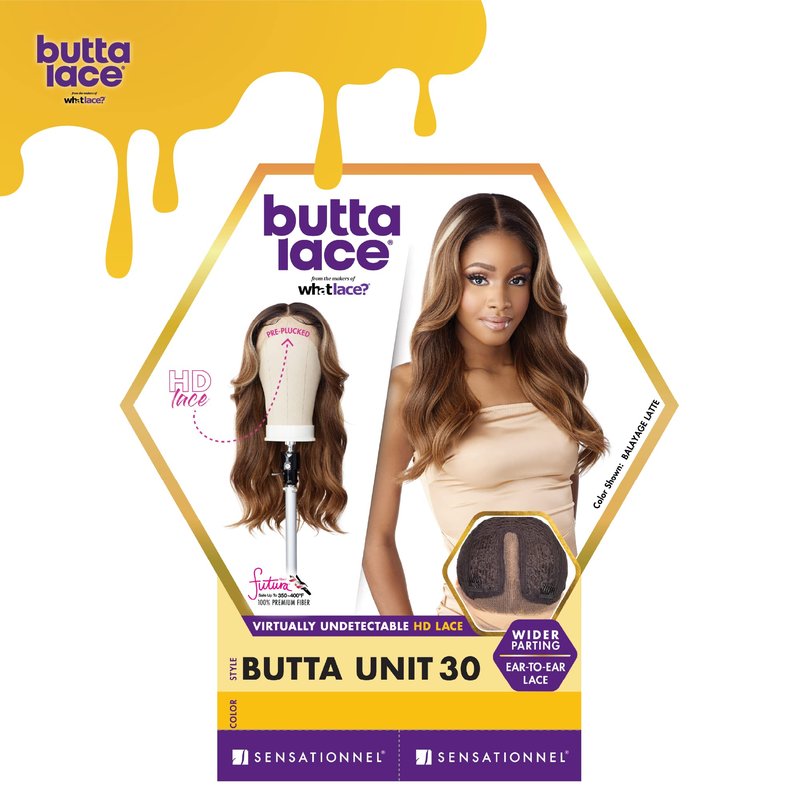 Sensationnel Butta Lace Wigs - Unit 30 Extra Wide 5 Inch Deep Parting Synthetic Preplucked Hairline Glueless Lacefront (2 DARKBROWN)