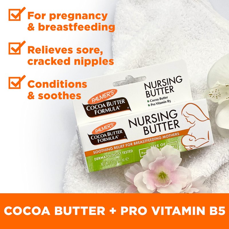 Palmer's Cocoa Butter Formula New Moms Skin Recovery Postpartum Essentials, Body Lotion (8.5 oz) + Nursing Butter (1.1 oz) + Bust Cream (4.4 oz) + Skin Therapy Oil (2 oz), Dermatologist Approved
