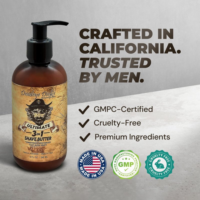 DeadeyeDick's 3-in-1 Shave Butter | Natural shaving cream mens & women | shaving cream sensitive skin formula | shave cream for Face, Head & Body | Irritation-Free Shave Cream | 8 FL Oz