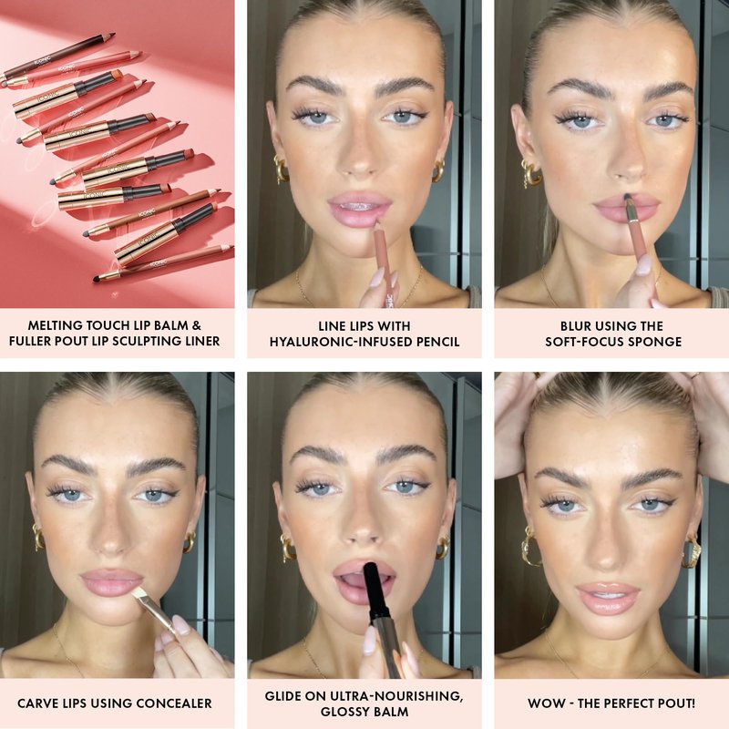 ICONIC LONDON Fuller Pout Sculpting Lip Liner | Blendable, Dual Ended Lip Liner with Creamy Colour and Lip Sponge for Buffing, Cruelty-Free, Vegan Makeup (T.T.Y.N) 0.036 Oz