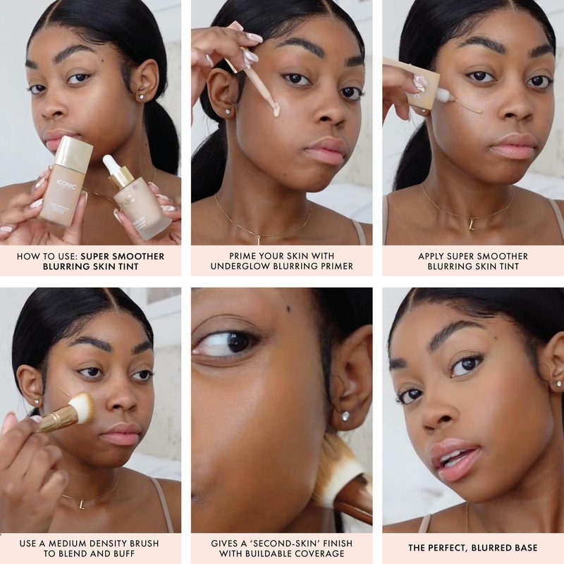 ICONIC LONDON Super Smoother Blurring Skin Tint | Light to Medium Coverage, Hydrating, Ultra-Lightweight Tinted Moisturizer, Cruelty-Free, Vegan Makeup (Warm Medium) 1.01 Fl oz