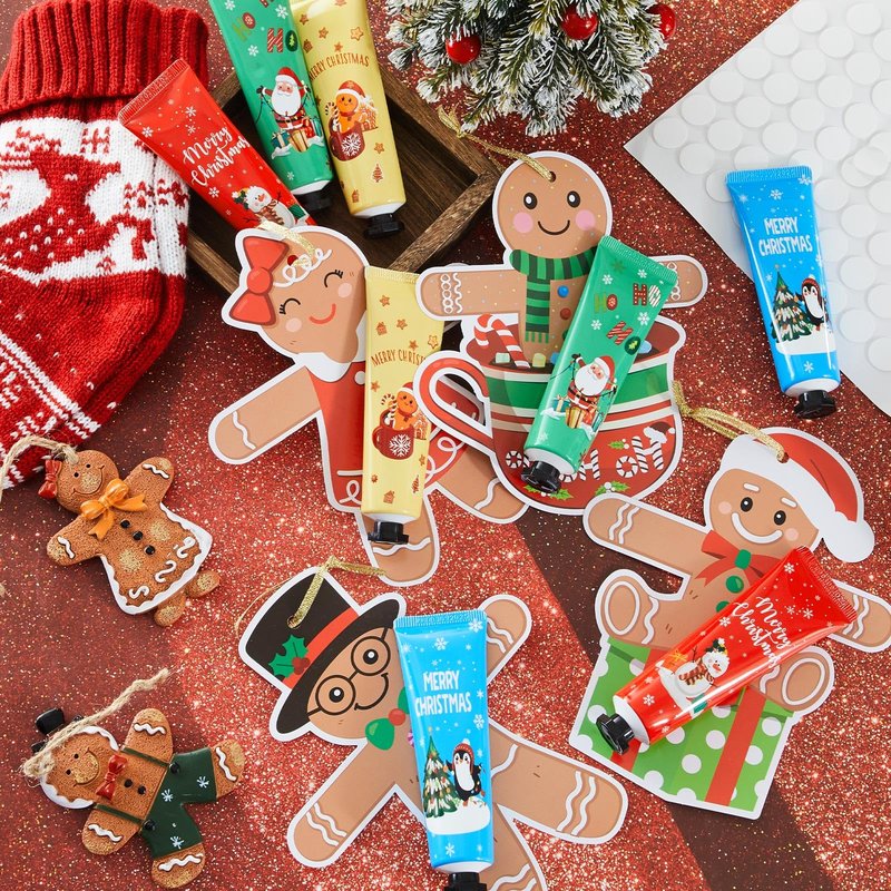 72 Set 144 Pcs Christmas Hand Cream Gift Bulk for Women Coworker Christmas Tree Ornament Hand Lotion Party Favor with Card Ribbon Holiday Decor Stocking Stuffer Gift for Women (Xmas Style)