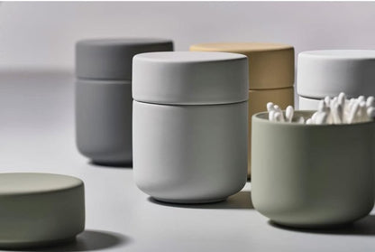 Zone Denmark Ume Taupe Cosmetic Jar - Elegant and Functional Storage Solution for Your Beauty Essentials, Infusing Scandinavian Design into Your Vanity Space - Beige (Taupe)