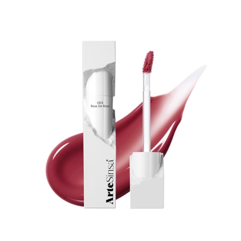 ArteSinsa Dewy Fit Tint – 8 Colors | Non-Sticky, Buildable Shine with Vivid Color | Long-Lasting & Moisturizing for a Plump, Glossy Finish | K-Beauty Lip Color (#003 Rose De Rose, 0.1 Fl Oz)