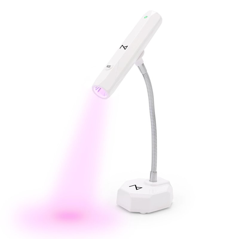 M-CuraLite 2-in-1 Handheld & Desktop Nail Flash Cure Lamp with Focus Beam Technology, UV & LED Light - for Gel X, Acrylic, Builder - Portable & Adjustable, Soft Gel Tips & Nails Repair (White)