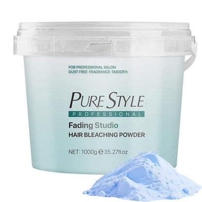 PURESTYLE 1000g Professional Ammonia-Free Hair Bleach Powder, Over 9 Levels Blue Fade Technology, Dust-Free & Fragrance Formula Fading Powder, Gentle Quick Bleach Lightener (1Bucket(1000g))