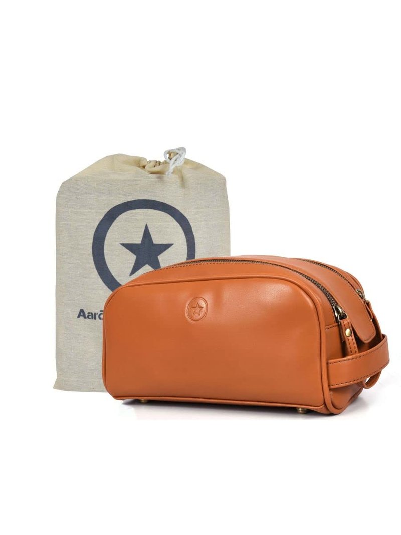 Leather Toiletry Travel Pouch Faux Leather Waterproof Dopp Kit By Aaron Leather Goods