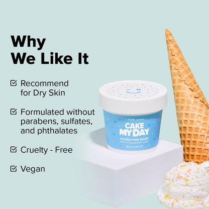 I DEW CARE Wash Off Face Mask - Cake My Day | With Hyaluronic Acid, Self Skin Care, Facial Treatment, Vegan, Cruelty-Free, Paraben-Free, Exfoliating, Deep Cleansing Detox, Stocking Stuffers, 3.38 Oz