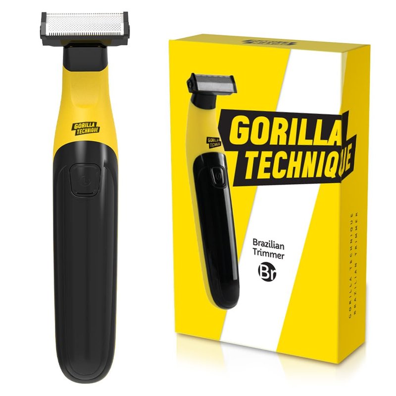 Gorilla Technique Men’s Groin & Body Hair Trimmer – 2-Way Pivot Blade, No-Nick Skin Guard, 4 Trimming Heads, 1–6mm Combs, IPX4 Waterproof, Electric Shaver for Pubic & Ball
