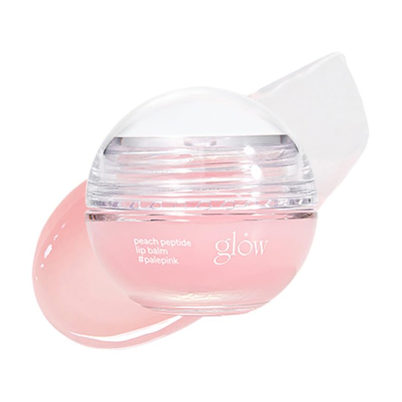 glow peach peptide repair lip balm #palepink, peptide‑infused nourishing lip balm, cruelty‑free and artificial fragrance‑free, moisturizes and smooths dry lips, unscented, 0.3 oz