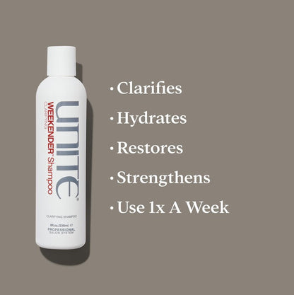 UNITE Hair – WEEKENDER Shampoo – Gentle Clarifying Cleanser to Remove Buildup & Restore Shine – Non-Stripping Weekly Reset for All Hair Types – 8 Fl Oz