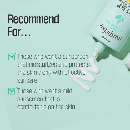 ETUDE Sunprise Mild Airy Finish Sun Milk Duo Set (55ml*2) SPF50+ / PA++++ | Sebum-free, Non-Sticky, Long Lasting Protection, 100% Mineral Based Korean Sunscreen, Korean Skin Care, Pefect for Gift