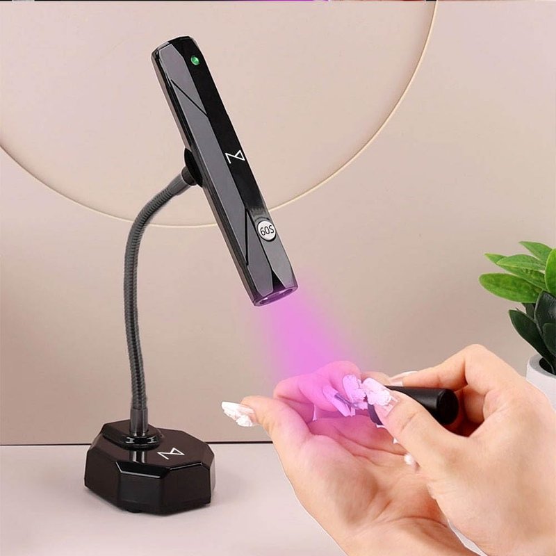M-CuraLite 2-in-1 Handheld & Desktop Nail Flash Cure Lamp with Focus Beam Technology, UV & LED Light - for Gel X, Acrylic, Builder - Portable & Adjustable, Soft Gel Tips & Nails Repair (White)