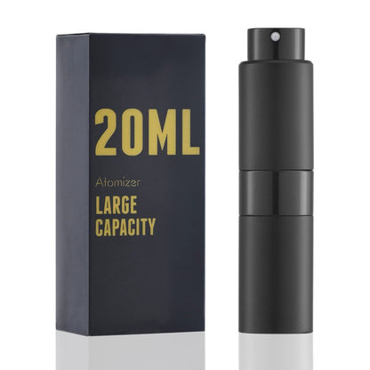 owlyee Cologne Travel Bottle 20ml - Large Size Perfume Atomizer Refillable for Men - Pocket Empty Fragrance Sprayer for Refill - 0.67oz Portable Twist Spray Sample Container for Purse Black