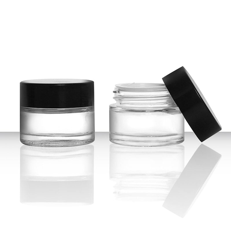 CEZOOWYEX 90 Pack 5ml Glass Lip Balm Containers, Small Empty Cosmetic Sample Jars with Lids, Refillable Clear Airtight Glass Jars for Skincare, Lotion, Cream, Wax, Travelling, Retail Store