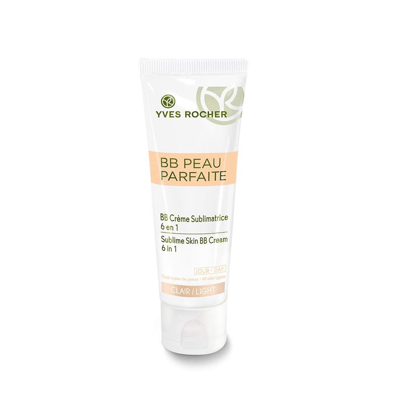 Yves Rocher BB Cream Tinted Moisturizer Foundation for a perfect complexion, All skin type, Dermatologically tested, 50 ml tube (Light)