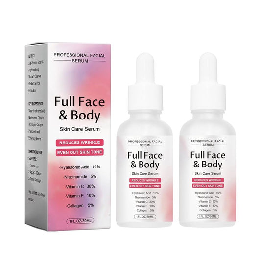 Finones Skin Vitamin Serum for Face & Body, 5 in 1 Anti Wrinkle Firming Serum, Anti-Aging Essence with Hyaluronic Acid, Collagen, Lifting Firming Essence, Hydrate Moisturize, Reduce Fine Lines