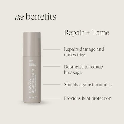 L'ANZA Keratin Healing Oil De-Frizz Cream Anti-Humidity Cream, Smoothing, Soft Control, Strengthens, Adds Shine, Color Safe Anti-Humidity Strengthening Care Shine Boost, Sulfate Free (4.7 Fl Oz)