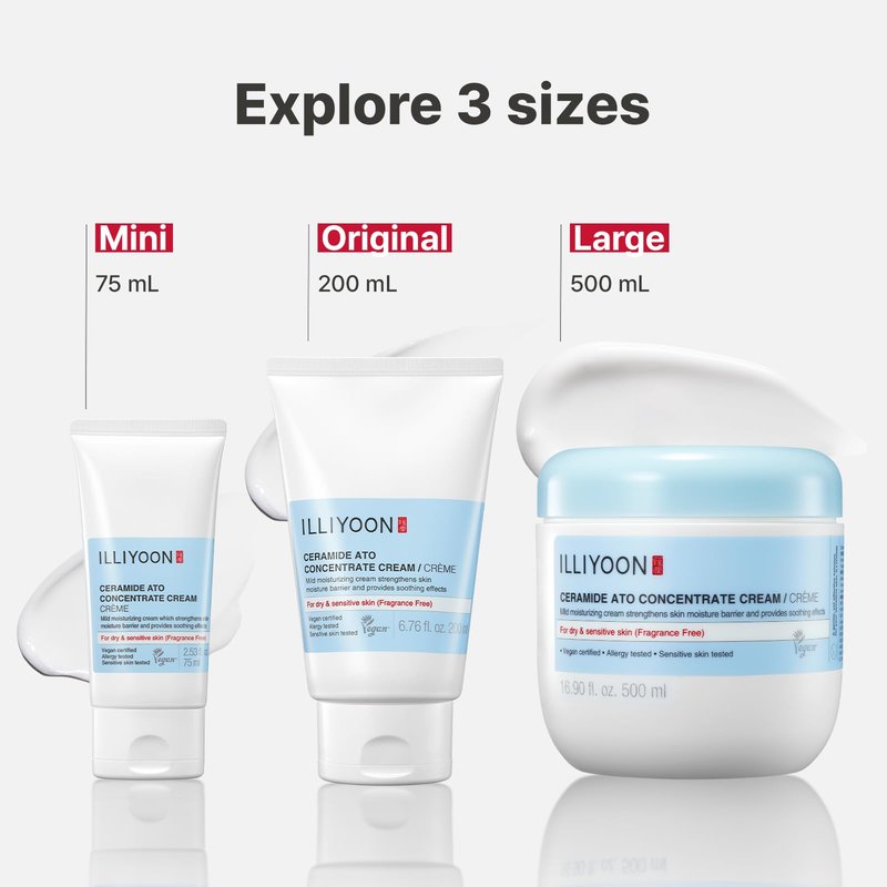 Illiyoon Ceramide Ato Concentrate Cream | Moisturizer for Dry & Sensitive Skin, 100hr Lasting Hydration, For Face & Body, Gentle for Infants, Moisture Barrier Repair, Vegan Certified, 2.53 fl.oz.