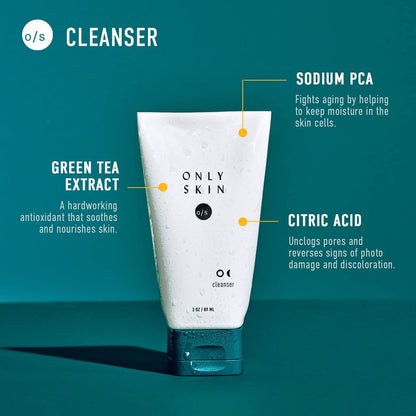 Only Skin, Foaming Daily Face Cleanser (3 Ounce) - Daily Face Wash, Cleanses Face without Drying Out Skin, Includes Green Tea Extract to Soothe Skin, Sodium PCA to Lock In Moisture