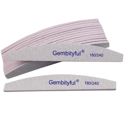 25 Pcs Thick Nail File 180/240 Grit Semicircle Shape, Emery Boards Nail File for Natural Nails and Acrylic Nails, Double Sided Boards Profesional for Home and Salon