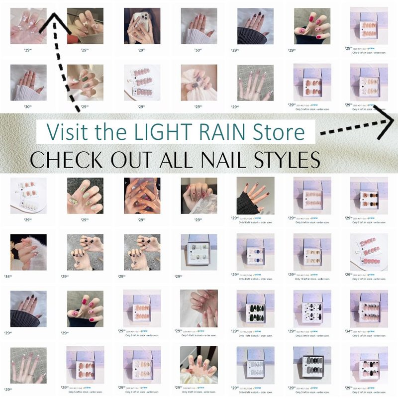 LIGHT RAIN Press on Nail Tips - Milky Way, Luxury Reusable Seven Layers Gel UV Finish False Nails, Handmade Nail Art with Design by Licensed Professional Manicurist, Long Oval Shape, Medium Size