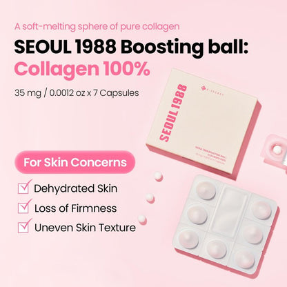 K-SECRET SEOUL 1988 Collagen Boosting Ball – Freeze-Dried 100% Hydrolyzed Collagen | Nourishing Care for Dry Skin & Fine Lines | Korean Skincare, 7 Capsules