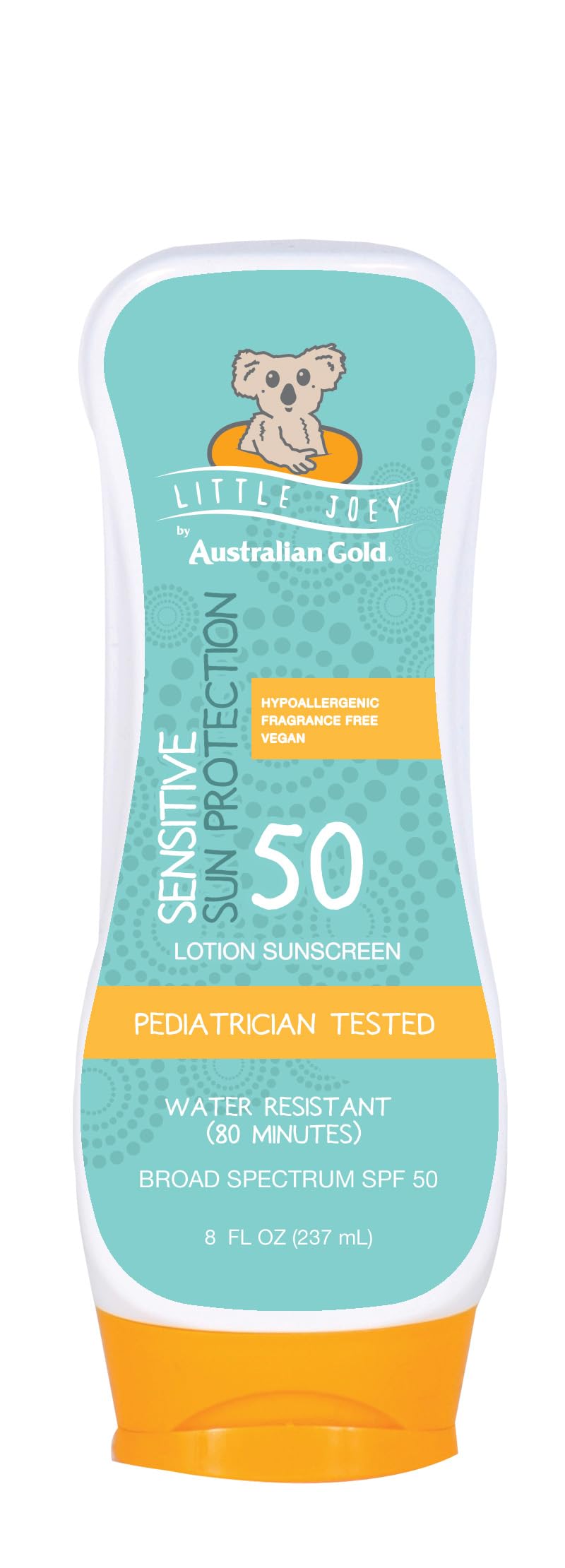 Australian Gold Little Joey Sunscreen Lotion SPF 50, 8 Ounce | Hypoallergenic & Fragrance Free | Broad Spectrum | Water Resistant | Vegan | Pediatrician Tested