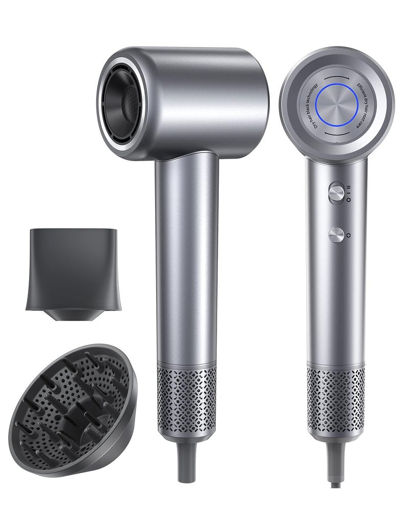 Hair Dryer, 110000 RPM Professional Ionic Blow Dryer with Brushless Motor for Fast Drying, Thermo-Control Quiet Compact Hair Blow Dryer with Magnetic Diffuser for Curly Hair for Home Travel Salon