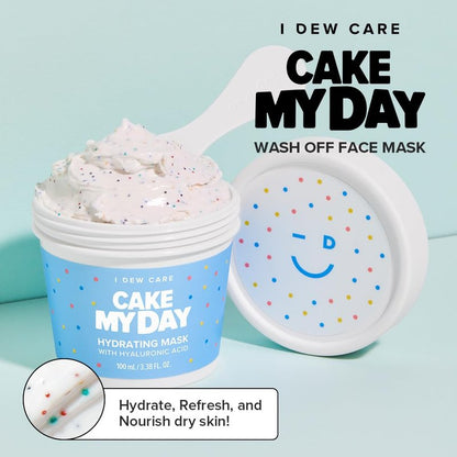 I DEW CARE Wash Off Face Mask - Cake My Day | With Hyaluronic Acid, Self Skin Care, Facial Treatment, Vegan, Cruelty-Free, Paraben-Free, Exfoliating, Deep Cleansing Detox, Stocking Stuffers, 3.38 Oz