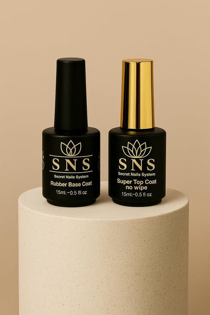 Rubber Base Coat & No-Wipe Top Coat Gel Polish Set – 0.5 fl oz Each – Long-Lasting Glossy Finish – Strengthens Natural Nails – Soak-Off UV/LED Compatible – Perfect for DIY or Professional Use