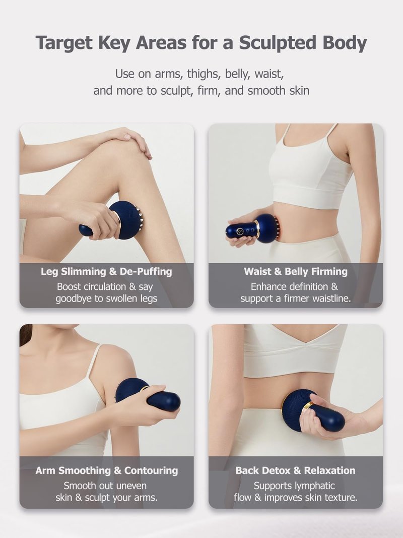 Paiaito Lymphatic Drainage Massager & Anti Cellulite Massage Tool, Helps Reduce Stretch Marks & Cellulite, for Legs, Arms & Belly, Body Sculpting Machine with Microcurrent, Light, Heat & Vibration