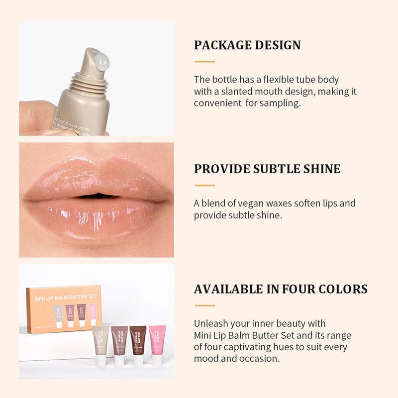 4Pcs Hydrating Lip Gloss Set, Mini Lip Balm Pack, High Shine Glass Finish Lip Moisturizing Plumping Lip Gloss Shiny Jelly Liquid Lipstick for Women